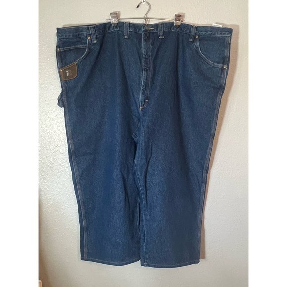 Wrangler Riggs Workwear 58W 24L Denim Blue Jeans Plus Pants Bottom Medium Wash - Picture 1 of 8